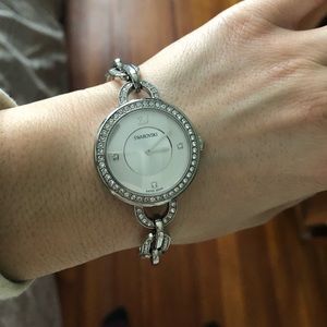 Silver Swarovski watch with rhinestones